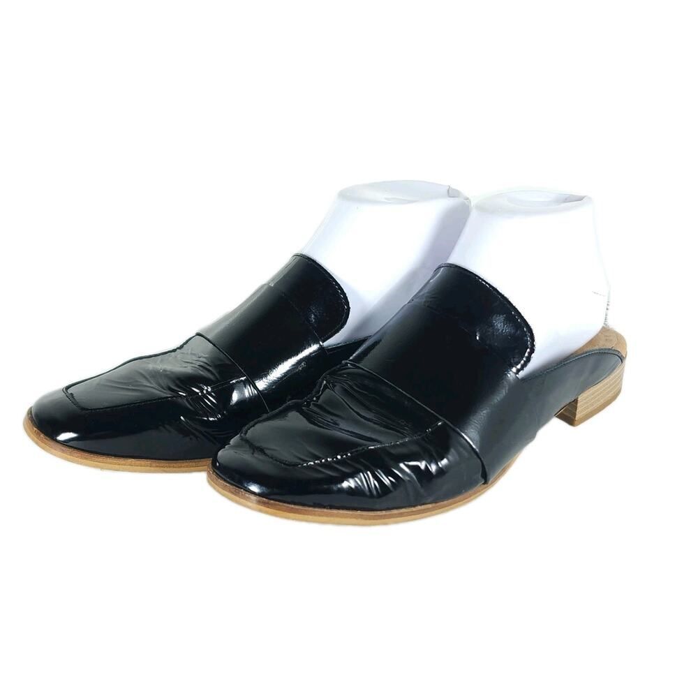 Free People Women's EU39 US8,5 Black Patent Leather Slip On Loafers Mules Shoes